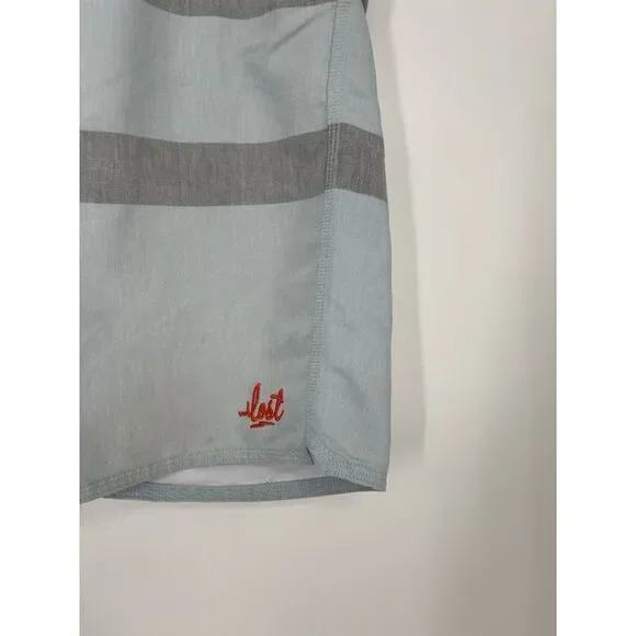 Lost Enterprises Board Shorts Size 32 Striped 9" Inseam Bathing Suit Swim Shorts - Picture 4 of 9